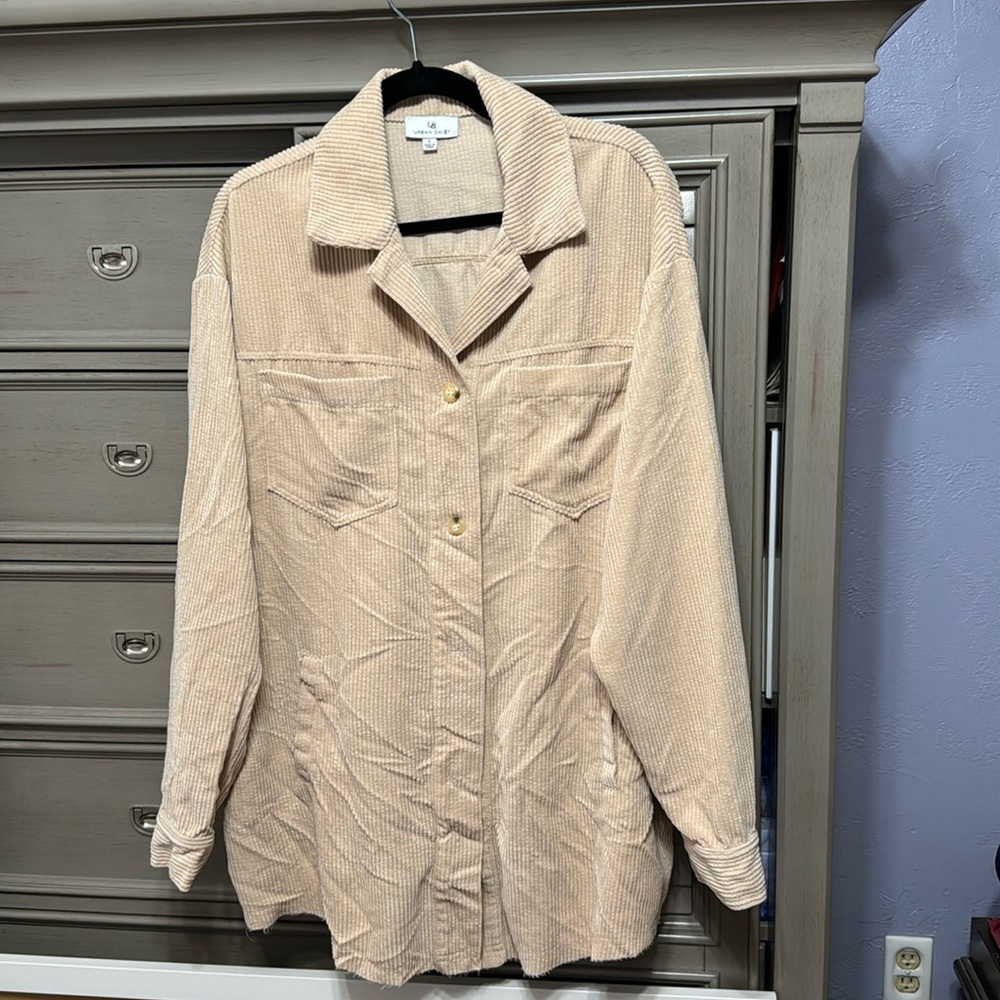 Tan oversized corduroy coat- Urban Daizy